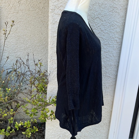 Eileen Fisher Blue Linen Knit V-Neck Sweater Women's Size XS - Picture 4 of 6